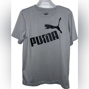 Boys Gray Puma Short Sleeve Tee Shirt
